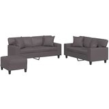  3-dijelni set sofa s jastucima sivi od umjetne kože | shoptok.hr