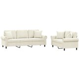 VidaXL 2-dijelni set sofa s jastucima krem baršunasti VidaXL 2-dijelni set sofa s jastucima krem baršunasti Slike