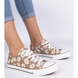 D/CEO marka niezdefiniowana Brown women's canvas sneakers with flowers Lazates | ePonuda.com
