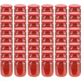 vidaXL Stekleni kozarci z rdečimi pokrovi 48 kosov 230 ml | Shoptok.si