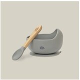 Interbaby Silikonska zdjelica + žlica Grey Petrol | shoptok.hr