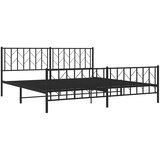  Metalni okvir kreveta uzglavlje i podnožje crni 193x203 cm | shoptok.hr