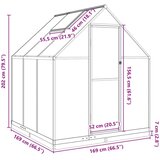  Rastlinjak z okvirjem srebrn 169x169x202 cm aluminij - - Srebrna - 31.03 - 169 x 169 x 202 cm - 2025- | Shoptok.si