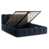 Micadoni Tamno plavi tapecirani bračni krevet s prostorom za odlaganje s podnicom 200x200 cm Lupine – | shoptok.hr