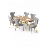 Hanah home Rasklopivi trpezarijski sto i stolice (7 delova) Esla Hrast Gold Grey | Eponuda.com