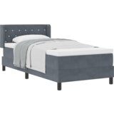 vidaXL Posteljni okvir s latex vzmetnico Temno siva 90x190 cm Žamet | Shoptok.si