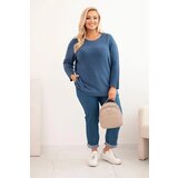 Kesi Włoski Plus size women's sweater with a boat neckline denim | Shoptok.si