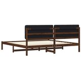  Krevetni okvir s tapiciranim uzglavljem Tamno smeđa i crna - tamno smeđa i crna 200 x 200 cm | shoptok.hr