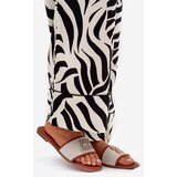 Boto Elegant Women's Slippers With Decoration On Flat Heel Camel Lovehia | Shoptok.si
