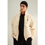 Trendyol Limited Edition Ecru Men's Regular Fit Welsoft Plush Winter Coat Cene