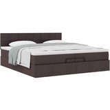 vidaXL Otomanski posteljni okvir z vzmetnico temno rjava 200x200 cm, (21670776) | Shoptok.si