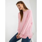 Fashion Hunters Light pink basic hoodless sweatshirt with slits Cene