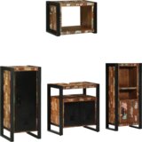 vidaXL Set namještaja za kupaonicu 4 pcs Čvrsto reciklirano drvo | shoptok.hr