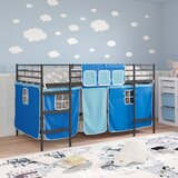  Krevet na kat za djecu s zavjesama Crna i Plava 90 x 200 cm | shoptok.hr