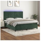 vidaXL Box spring postelja z vzmetnico LED tem. zelena 180x2 Cene