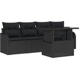 vidaXL 5-delna vrtna garnitura z blazinami Črni poli ratan, 2-sedežna vrtna sofa z shrambo in blazinami Črni poli ratan Cene