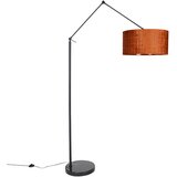 QAZQA Moderna talna svetilka črna platnena senčnik oranžna 50 cm - Editor Cene