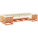  7-dijelni set vrtnih sofa s jastucima voštano smeđi od borovine | shoptok.hr