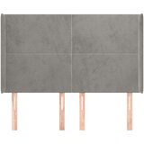  Uzglavlje s ušima svjetlosivo 147x16x118/128 cm baršunasto | shoptok.hr