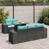  Vrtna garnitura - 6-dijelni set vrtnih sofa s jastucima crni od poliratana bagrem - Crna 1 | shoptok.hr