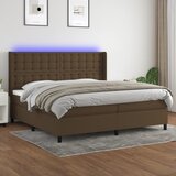 The Living Store Box spring postelja z vzmetnico LED temno rjava 200x200cm blago - Box Spring Postelja, (21515956) Cene