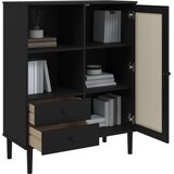  Visoka komoda SENJA crna izgled ratana 90x40x112 cm borovina | shoptok.hr