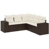 vidaXL 5-dijelni set vrtnih sofa s jastucima poliratan smeđi | shoptok.hr