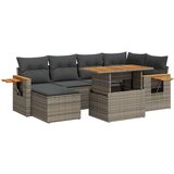 vidaXL 7-dijelni set vrtnih sofa poliratan i bagrem s jastucima sivi | shoptok.hr
