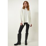  Bone High Neck Slit Knitwear Poncho Sweater | ePonuda.com
