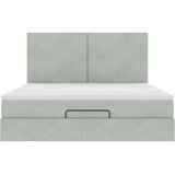 vidaXL Otomanski posteljni okvir z vzmetnicami siv 200x200cm žamet | Shoptok.si