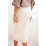 Kesi Włoski Women's viscose pencil skirt with elastic waist beige | shoptok.hr