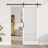  Klizna vrata 83 x 211 cm Masivna borovina i staklo Bijelo | shoptok.hr