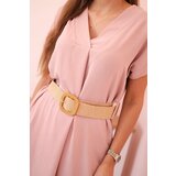 Kesi Włoski Dress with a decorative belt dark powdered pink | Shoptok.si
