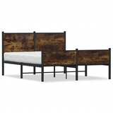 Maison Chic Kovinski Posteljni okvir - Dvoposteljna postelja - Zakonska postelja brez vzmetnice dimljen hrast 140x190cm, (21693256) | Shoptok.si