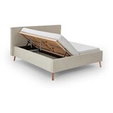 Meise Möbel Kremno bela oblazinjena zakonska postelja s prostorom za shranjevanje z letvenim dnom 160x200 cm Riva – | Shoptok.si
