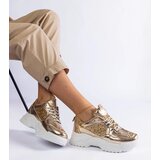 Gemre Caraballo women's gold sneakers with glitter inserts | Shoptok.si