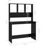  Radni stol s policama visoki sjaj crni 110x45x157 cm iverica | Eponuda.com