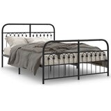  The Living Store Kovinski posteljni okvir z vzglavjem in vznožjem črn 140x190 cm - Posteljni Okvir, (21527108) | Shoptok.si