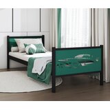 Molarem Home Metalni dječji krevet Astra - crni - zeleni - 200x90 cm - Bez madraca | shoptok.hr
