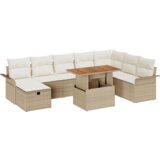 vidaXL 9-delni vrtni sofa set s blazinami bež poli ratan | Shoptok.si
