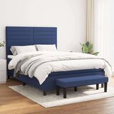 vidaXL Box spring postelja z vzmetnico moder 140x190 cm blago | Shoptok.si
