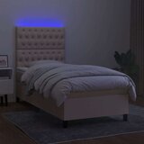 vidaXL Box spring postelja z vzmetnico LED krem 90x190 cm bl | Shoptok.si