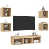 vidaXL 7-dijelni zidni TV elementi s LED svjetlima boja hrasta drveni | shoptok.hr