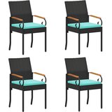  Vrtne stolice 4 pcs Crna i Tirkizna Poliratan i Akacija | shoptok.hr