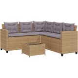  Vrtna sofa L-oblika sa stolom i jastucima bež od poliratana | shoptok.hr