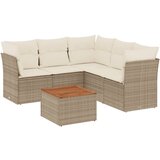 Maison Chic Seti vrtnega pohištva - Vrtna garnitura - Vrtni pohištvo set 6-delna z blazinami bež poli ratan, (21813206) | Shoptok.si