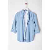 Trendyol Indigo Regular Fit Shambre Shirt with Label Detail | shoptok.hr