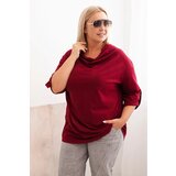 Kesi Włoski Women's Plus Size loose-fitting blouse with cotton and water neckline burgundy Cijene