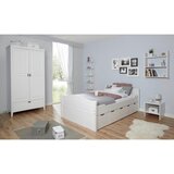 MID.YOU Postelja S Predalom Leni, 140x200, Bor, Bela, Masivno | Shoptok.si