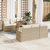 vidaXL 7-dijelni set vrtnih sofa s jastučićima Bež poly ratan | shoptok.hr